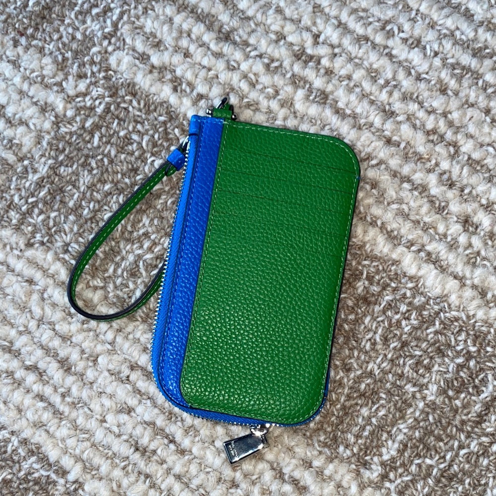 Kate Spade Blue and Cream Card Wallet with Green Strap - Picture 3 of 3